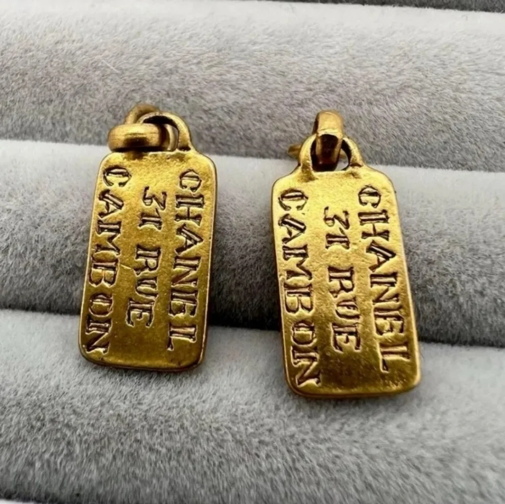 Chanel Vintage Gold Earring Tag Charms includes a COA